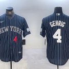 Men's New York Yankees #4 Lou Gehrig Navy Pinstripe Fashion Cool Base Jerseys