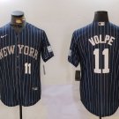 Men's New York Yankees #11 Anthony Volpe Navy Pinstripe Fashion Cool Base Jerseys
