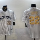 Men's New York Yankees #22 Juan Soto White Pinstripe Fashion Cool Base Jersey