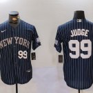 Men's New York Yankees #99 Aaron Judge Navy Pinstripe Fashion Cool Base Jerseys