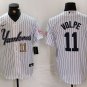 Men's New York Yankees Anthony Volpe White Pinstripe Fashion Cool Base Jersey