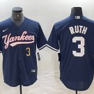 Men's New York Yankees Babe Ruth Number Navy Cool Base Stitched Baseball Jersey