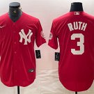 Men's New York Yankees Babe Ruth Red Cool Base Stitched Baseball Jersey