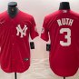 Men's New York Yankees Babe Ruth Red Cool Base Stitched Baseball Jersey