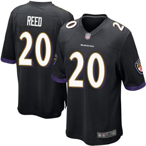 Men & Youth #20 Ed Reed Baltimore Ravens Black Game Jersey