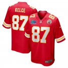 Men & Youth #87 Travis Kelce Kansas City Chiefs Super Bowl LVII Patch Limited Red Jersey
