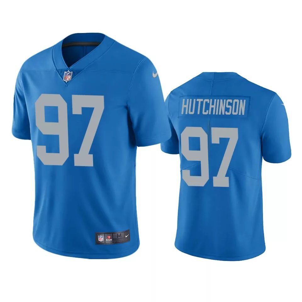 Men & Youth #97 Aidan Hutchinson Detroit Lions Color Rush Limited Blue Jersey