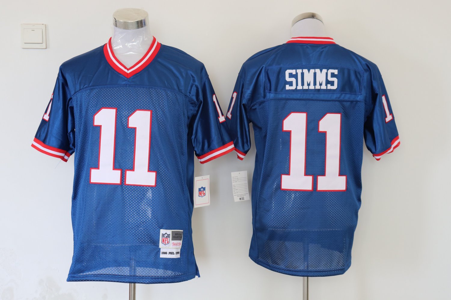 Men&acirc;��s Giants Phil Simms Blue Throwback Football Stitched Jersey