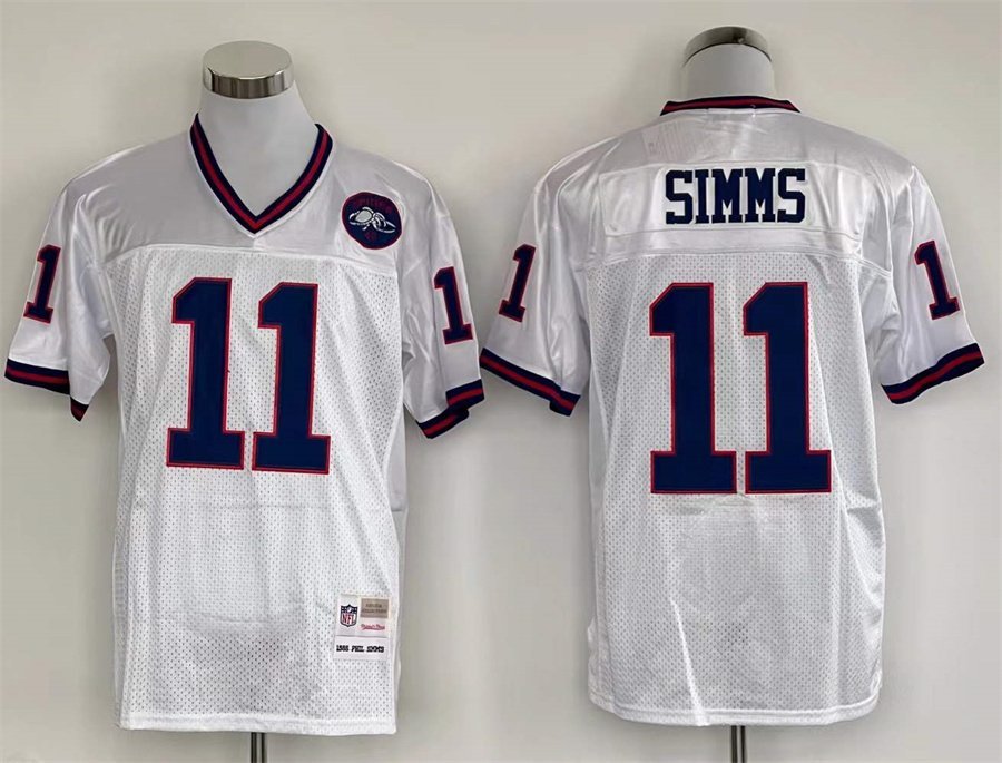 Men&acirc;��s Giants Phil Simms White Throwback Football Stitched Jersey