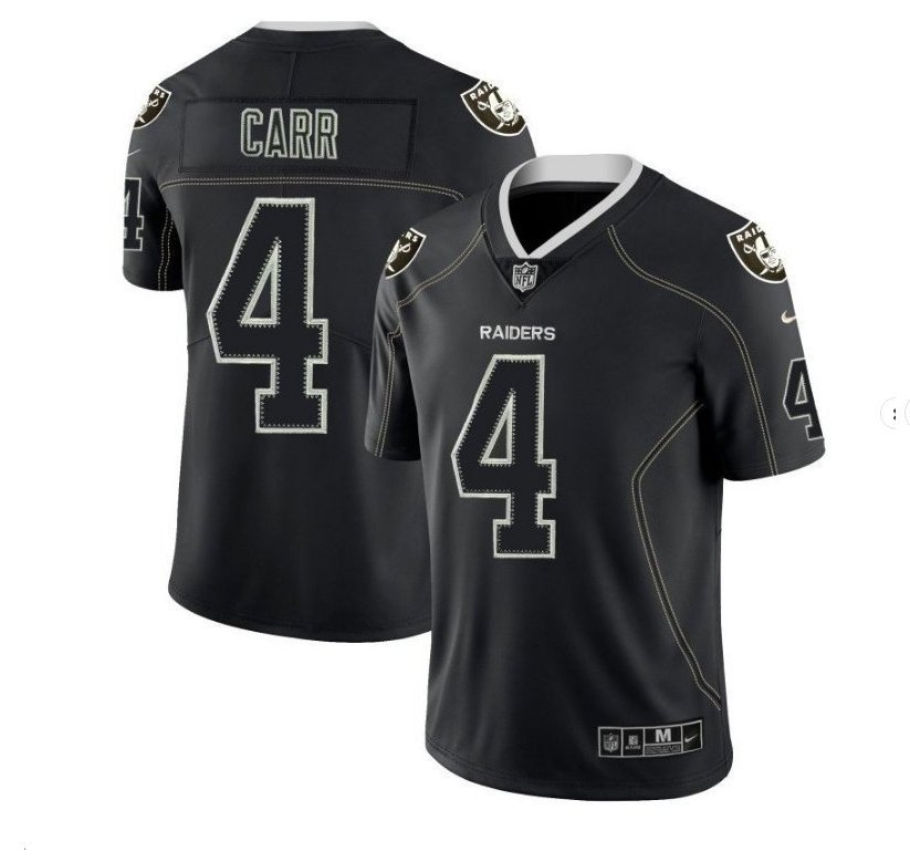 Men's #4 Derek Carr Raiders Lights Out Edition Black Jersey
