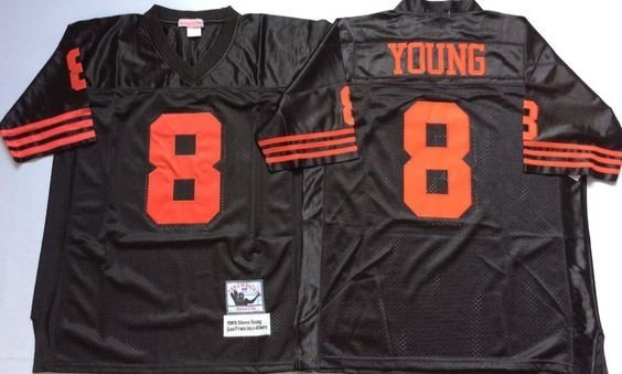 Men's #8 Steve Young Buccaneers Bucs Throwback Black Jersey