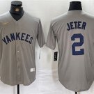 Men's New York Yankees Derek Jeter Gray Cool Base Stitched Baseball Jersey