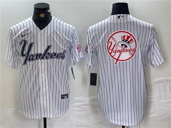 Men's New York Yankees White Team Big Logo Cool Base Stitched Baseball Jersey 2024