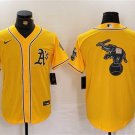 Men's Oakland Athletics Blank Yellow Team Big Logo Cool Baseball Jersey