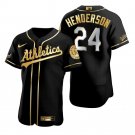 Mens Oakland Athletics Retired Player Rickey Henderson Black Golden Edition Stitched Jersey