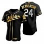Mens Oakland Athletics Retired Player Rickey Henderson Black Golden Edition Stitched Jersey