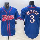 Men's Philadelphia 76ers Allen Iverson Blue With Patch Cool Base Jersey