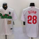 Men's Philadelphia Phillies Alec Bohm White Green Cool Base Jersey