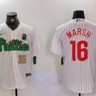 Men's Philadelphia Phillies Brandon Marsh White Green Cool Base Stitched Jerseys