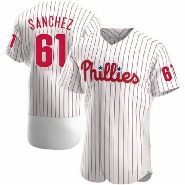 Men's Philadelphia Phillies Cristopher Sanchez White Flex Base Stitched Jersey