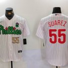 Men's Philadelphia Phillies Ranger Suárez White Green Cool Base Stitched Jerseys