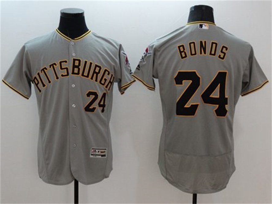 Mens Pirates Barry Bonds Grey Flexbase Authentic Collection Stitched Jersey