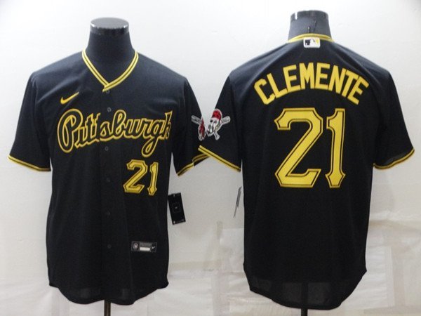 Men's Pittsburgh Pirates Roberto Clemente Black Cool Base Stitched Jersey