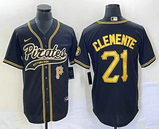 Men's Pittsburgh Pirates Roberto Clemente Black Cool Baseball Jersey