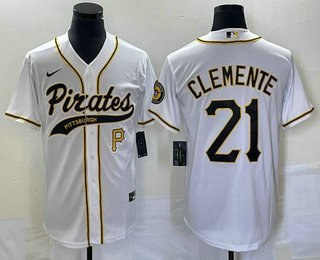 Men's Pittsburgh Pirates Roberto Clemente White Cool Baseball Jersey
