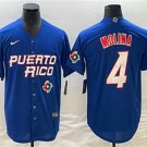 Men's Puerto Rico Baseball Yadier Molina 2023 Blue World Baseball Classic Jersey