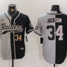 Men's Raiders Bo Jackson Grey Split Two Tone Cool Baseball Jersey