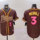 Men's San Diego Padres #3 Jackson Merrill Brown Cool Base Stitched Baseball jersey