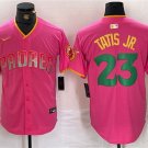 Men's San Diego Padres Fernando Tatis Jr. Pink Cool Base Stitched Baseball Jersey