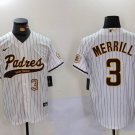 Men's San Diego Padres Jackson Merrill White 2023 Cool Base Stitched Jerseys