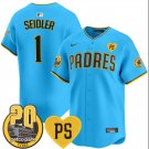 Men's San Diego Padres SEIDLER Blue Petco Park 20th Patch Baseball Jersey