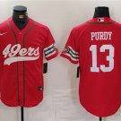 Men's San Francisco 49ers Brock Purdy Red With Patch Cool Base Stitched Jersey