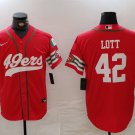 Men's San Francisco 49ers Ronnie Lott Red Mexico Cool Base Stitched Baseball Jersey