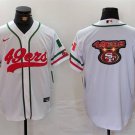 Men's San Francisco 49ers Team Big Logo White With Patch Cool Base Baseball Jersey