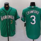 Men's Seattle Mariners JP Crawford Number Teal Green Stitched Cool Base Jersey