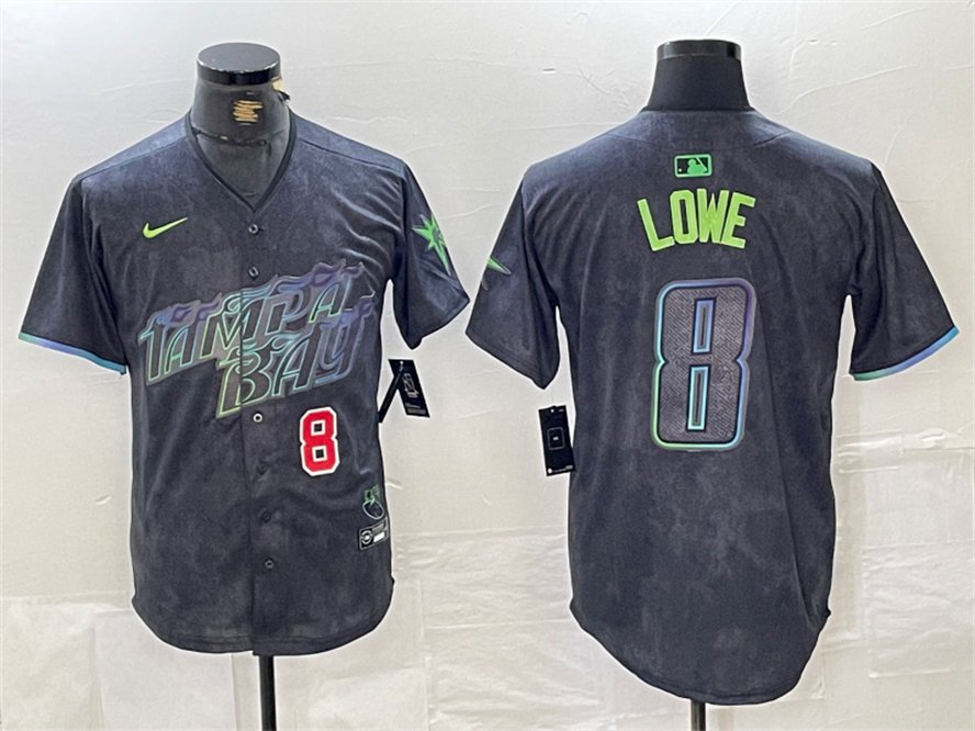 Men's Tampa Bay Rays Brandon Lowe Charcoal 2024 City Connect Cool Baseball Jersey