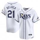 Men's Tampa Bay Rays Jonny DeLuca White Home Limited Stitched Baseball Jersey