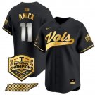 Men's Tennessee Volunteers Billy Amick Black Gold 2024 Champions Vapor Baseball Jersey