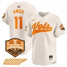 Men's Tennessee Volunteers Billy Amick Cream 2024 Champions Vapor Baseball Jersey
