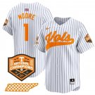 Men's Tennessee Volunteers Christian Moore White Pinstripe 2024 Champions Vapor Baseball Jersey
