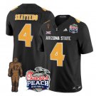 Men's Arizona State Sun Devils #4 Cam Skattebo Black 2024 F.U.S.E. Maroon Pat Tillman & Peach Jersey