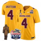 Men's Arizona State Sun Devils #4 Cam Skattebo Gold 2024 F.U.S.E. Maroon Pat Tillman & Peach Jersey