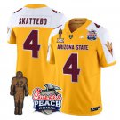 Men's Arizona State Sun Devils #4 Cam Skattebo GOLD Maroon Pat Tillman Patch Limited Jersey