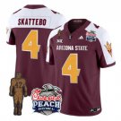 Men's Arizona State Sun Devils #4 Cam Skattebo Maroon Pat Tillman Patch Limited Jersey