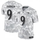 Men's Baltimore Ravens #9 Justin Tucker 2024 F.U.S.E. Arctic Camo Salute to Service Jersey