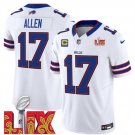 Men's Buffalo Bills #17 Josh Allen White 2025 F.U.S.E. Super Bowl LIX With 4-Star C Patch Jersey